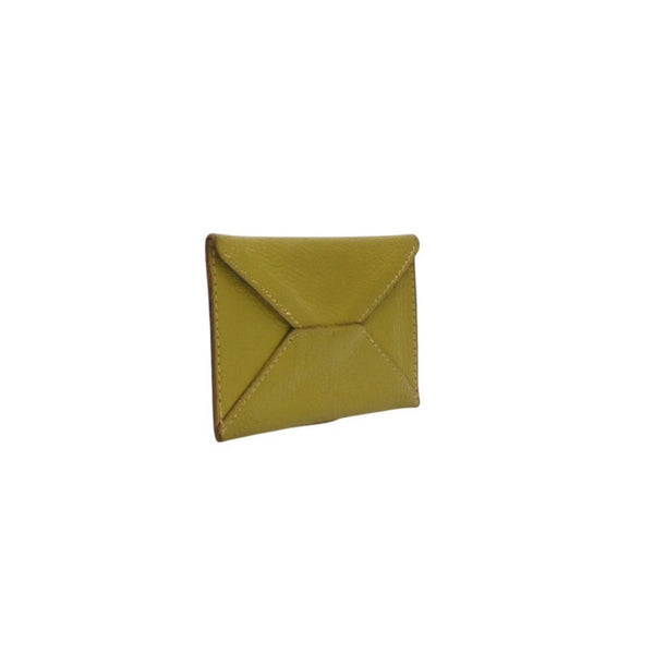 HERMES エルメス エンべロープ PM □K刻印 カードケース 名刺入れ 財布 レザー カーキ 美品 中古 4a000873