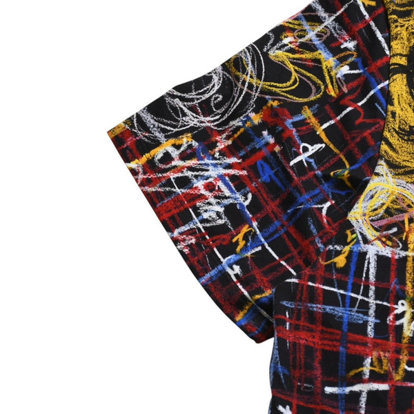 新品同様 CHANEL シャネル 半袖Tシャツ P80614K11706 サイズL ココマーク ラインストーン マルチカラー 総柄 中古 4a008733