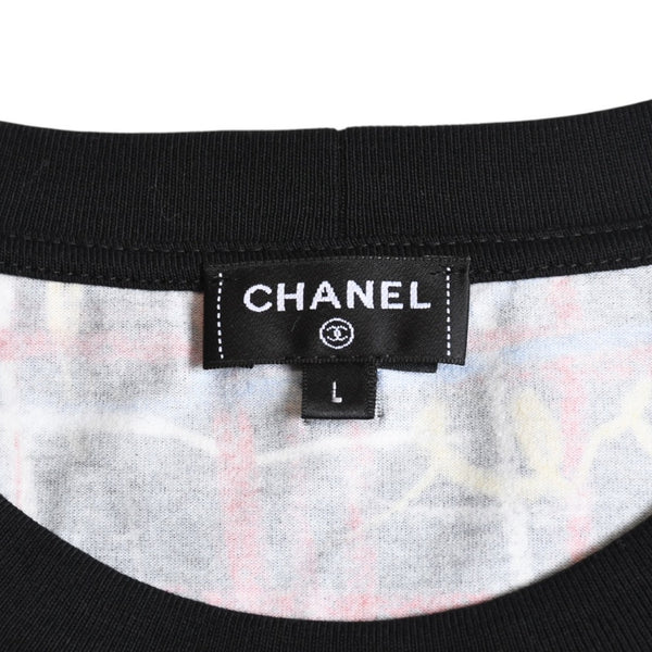 新品同様 CHANEL シャネル 半袖Tシャツ P80614K11706 サイズL ココマーク ラインストーン マルチカラー 総柄 中古 4a008733