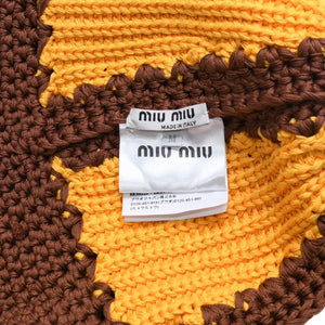 極美品 MIU MIU ミュウミュウ バケットハット ハット 帽子 ブラウン イエロー MMZ293 1TL2 サイズM 中古 4a009639