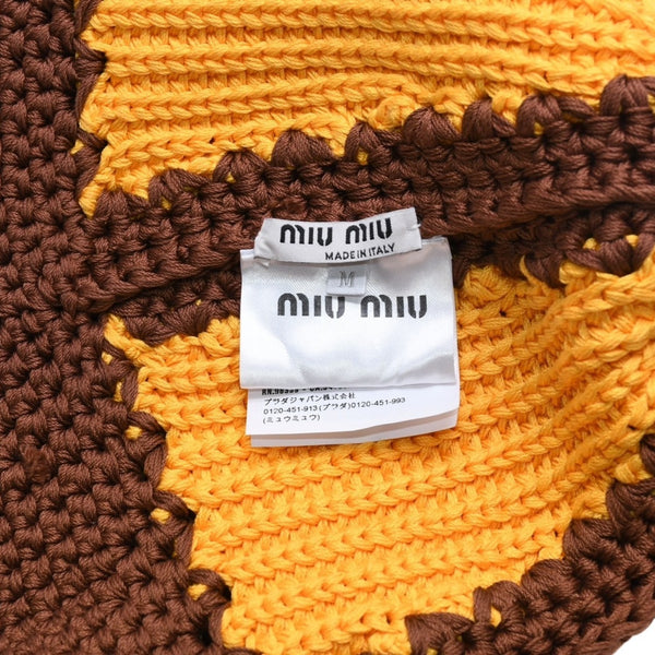 極美品 MIU MIU ミュウミュウ バケットハット ハット 帽子 ブラウン イエロー MMZ293 1TL2 サイズM 中古 4a009639