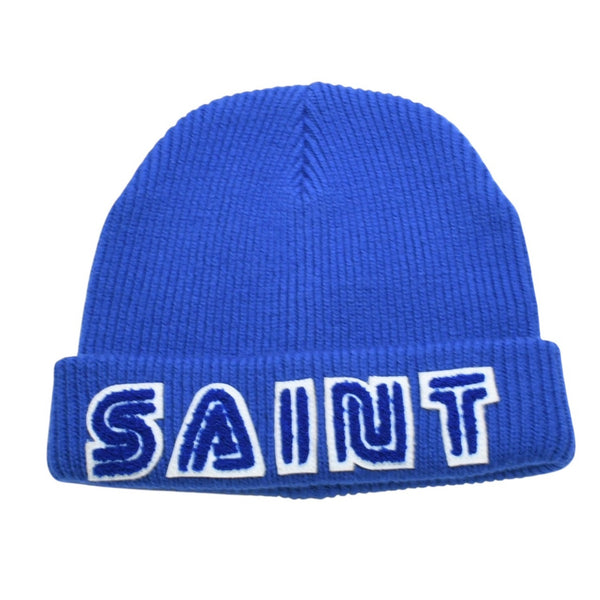 新品同様 SAINT MICHAEL セントマイケル × SEGA セガ ビーニー ニットキャップ SM-HR1-0000-C66 ONE SIZE ブルー ウール 中古 4a010066