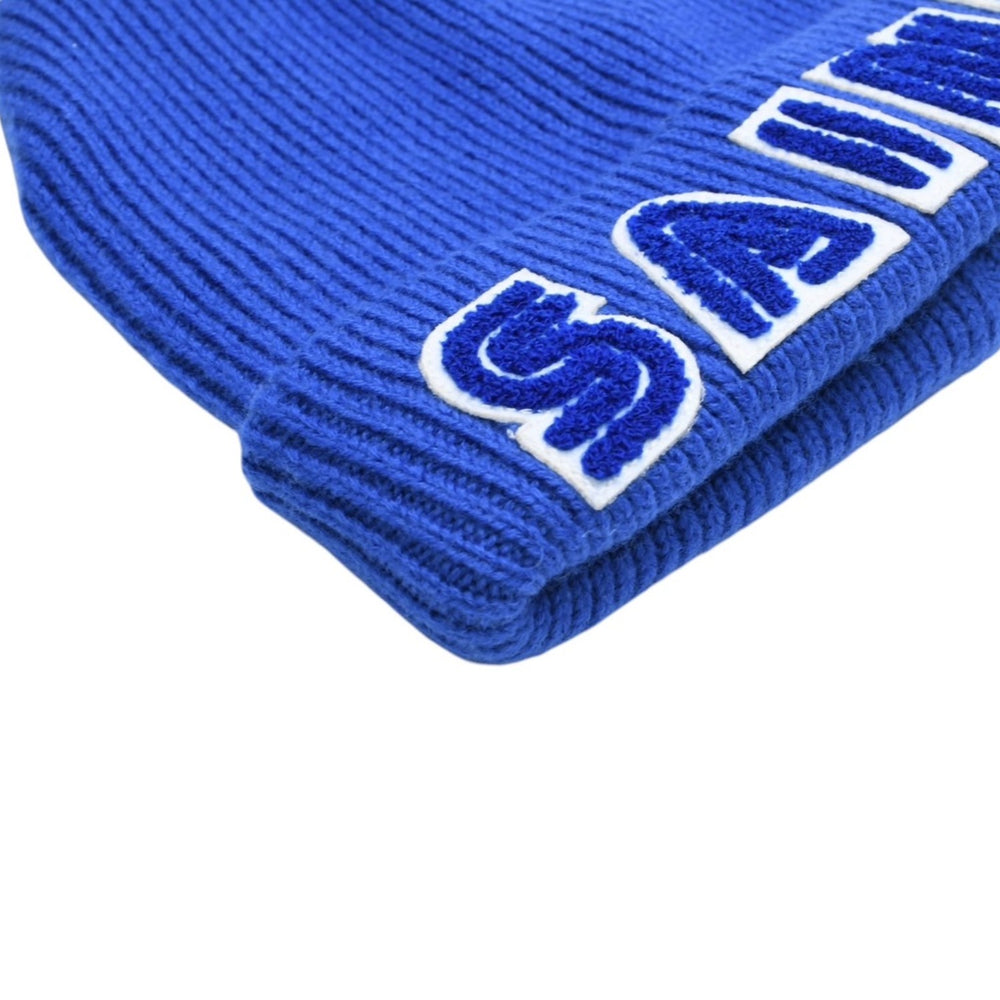 Like new SAINT MICHAEL Saint Michael x SEGA Beanie Knit Cap SM-HR1-0000-C66 ONE SIZE Blue Wool Used 4a010066