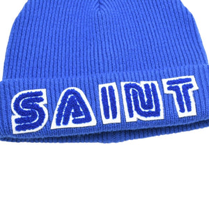 新品同様 SAINT MICHAEL セントマイケル × SEGA セガ ビーニー ニットキャップ SM-HR1-0000-C66 ONE SIZE ブルー ウール 中古 4a010066