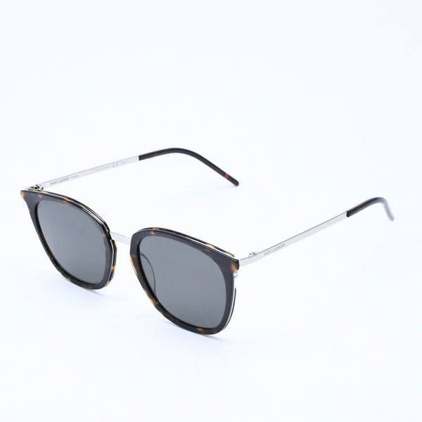 極美品 SAINT LAURENT サンローラン サングラス コンビネーション SL 375 SLIM ブラウン シルバー金具 中古 4a009204