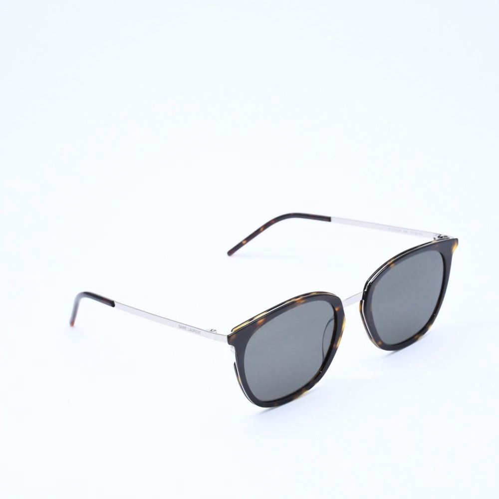 極美品 SAINT LAURENT サンローラン サングラス コンビネーション SL 375 SLIM ブラウン シルバー金具 中古 4a009204
