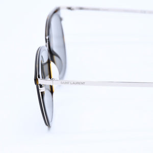 極美品 SAINT LAURENT サンローラン サングラス コンビネーション SL 375 SLIM ブラウン シルバー金具 中古 4a009204