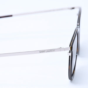 極美品 SAINT LAURENT サンローラン サングラス コンビネーション SL 375 SLIM ブラウン シルバー金具 中古 4a009204