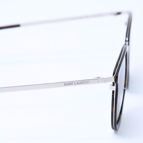 極美品 SAINT LAURENT サンローラン サングラス コンビネーション SL 375 SLIM ブラウン シルバー金具 中古 4a009204