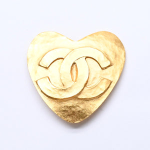 極美品 CHANEL シャネル ヴィンテージ ココマーク ハートブローチ 95P刻印 16.98g ゴールド金具 中古 4c061220