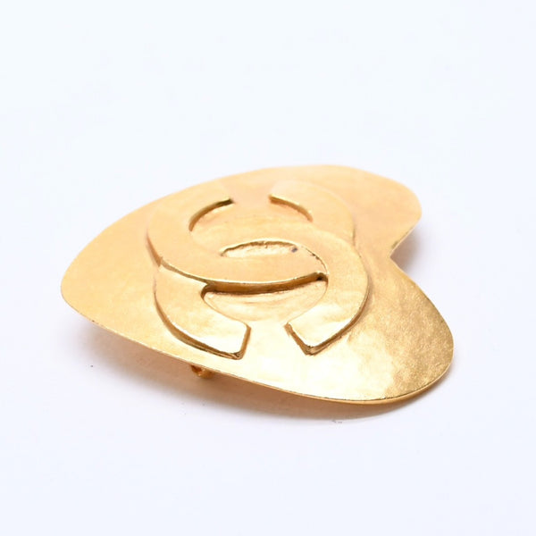 極美品 CHANEL シャネル ヴィンテージ ココマーク ハートブローチ 95P刻印 16.98g ゴールド金具 中古 4c061220