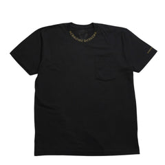 極美品 CHROME HEARTS クロムハーツ ネックロゴ 半袖Tシャツ サイズL スクロールラベルロゴ ブラック 新型 中古 4a009200
