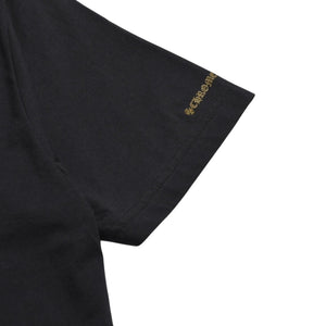 極美品 CHROME HEARTS クロムハーツ ネックロゴ 半袖Tシャツ サイズL スクロールラベルロゴ ブラック 新型 中古 4a009200