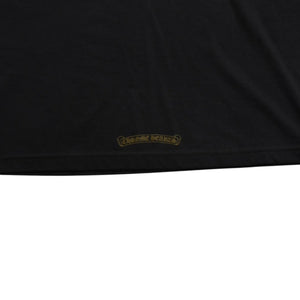極美品 CHROME HEARTS クロムハーツ ネックロゴ 半袖Tシャツ サイズL スクロールラベルロゴ ブラック 新型 中古 4a009200