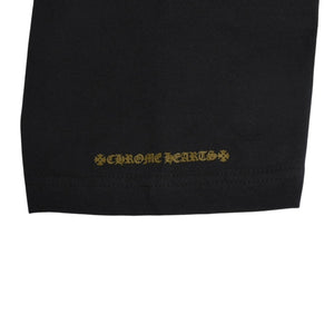 極美品 CHROME HEARTS クロムハーツ ネックロゴ 半袖Tシャツ サイズL スクロールラベルロゴ ブラック 新型 中古 4a009200