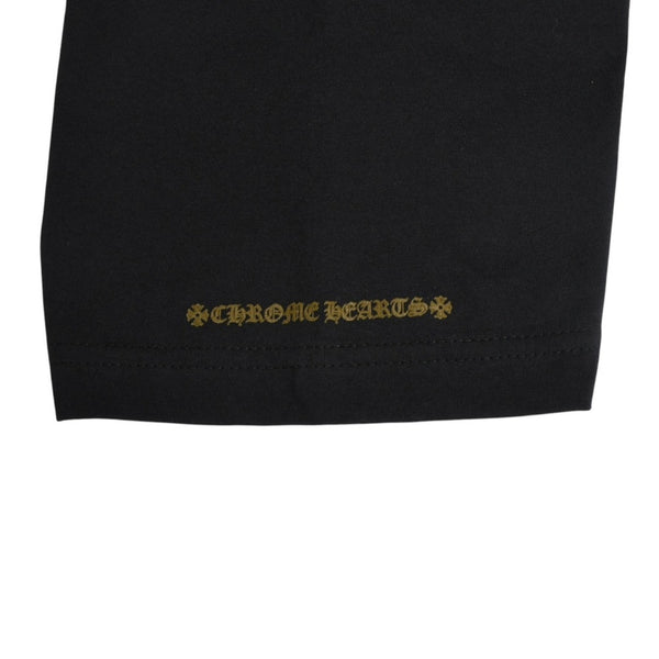 極美品 CHROME HEARTS クロムハーツ ネックロゴ 半袖Tシャツ サイズL スクロールラベルロゴ ブラック 新型 中古 4a009200
