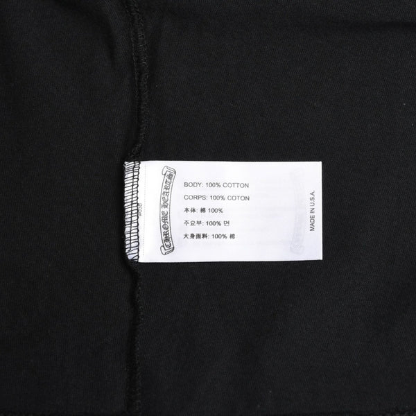 極美品 CHROME HEARTS クロムハーツ ネックロゴ 半袖Tシャツ サイズL スクロールラベルロゴ ブラック 新型 中古 4a009200