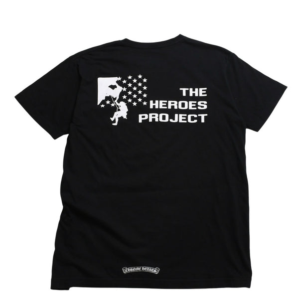 極美品 CHROME HEARTS クロムハーツ THE HEROES PROJECT ザ ヒーローズプロジェクト 半袖Tシャツ サイズL ブラック 中古 4a009185