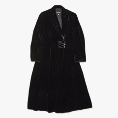 極美品 GIORGIO ARMANI ジョルジオアルマーニ ロングコート イタリア製 ベロア ブラック サイズ38 中古 4a008768
