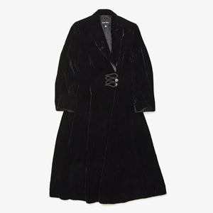 極美品 GIORGIO ARMANI ジョルジオアルマーニ ロングコート イタリア製 ベロア ブラック サイズ38 中古 4a008768