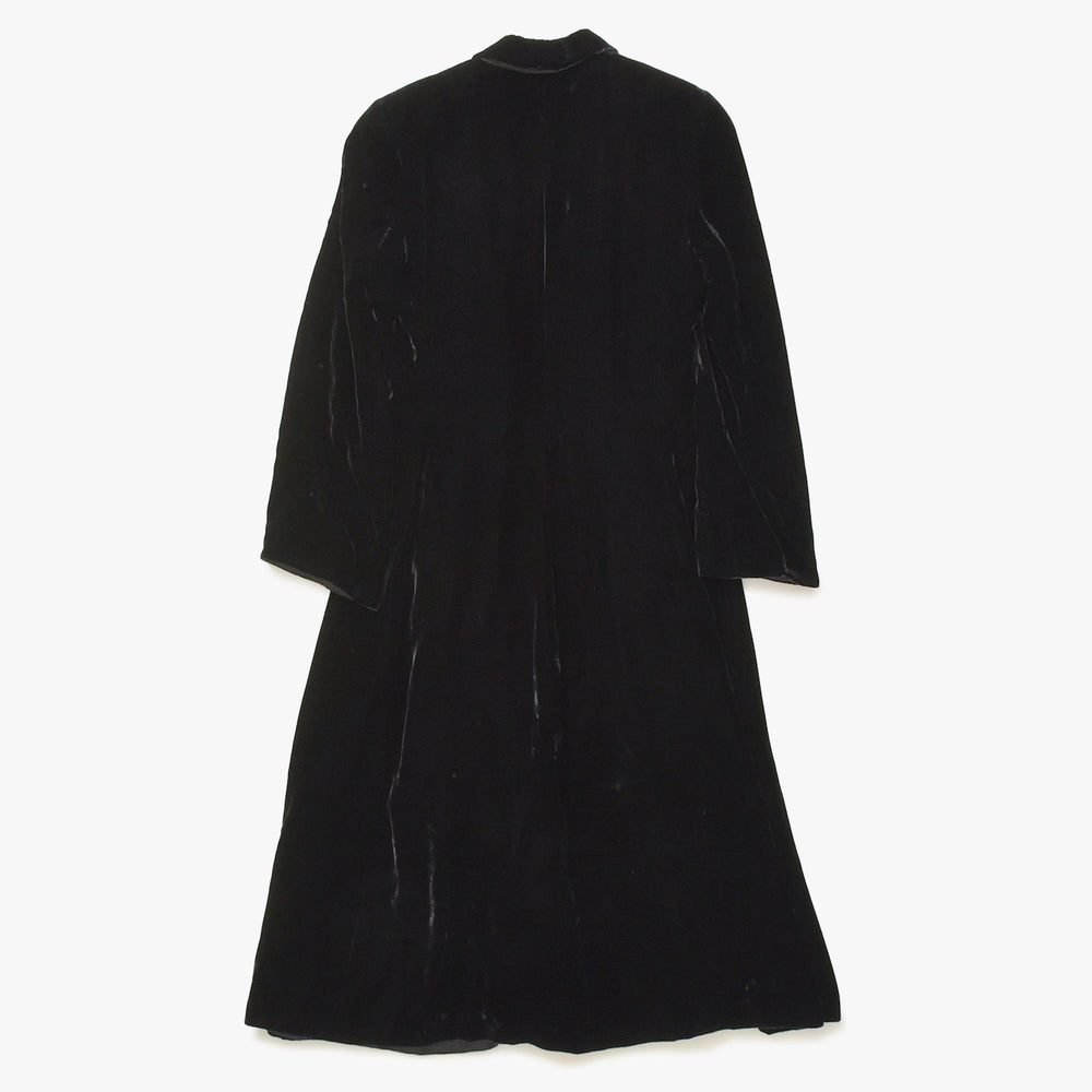 極美品 GIORGIO ARMANI ジョルジオアルマーニ ロングコート イタリア製 ベロア ブラック サイズ38 中古 4a008768