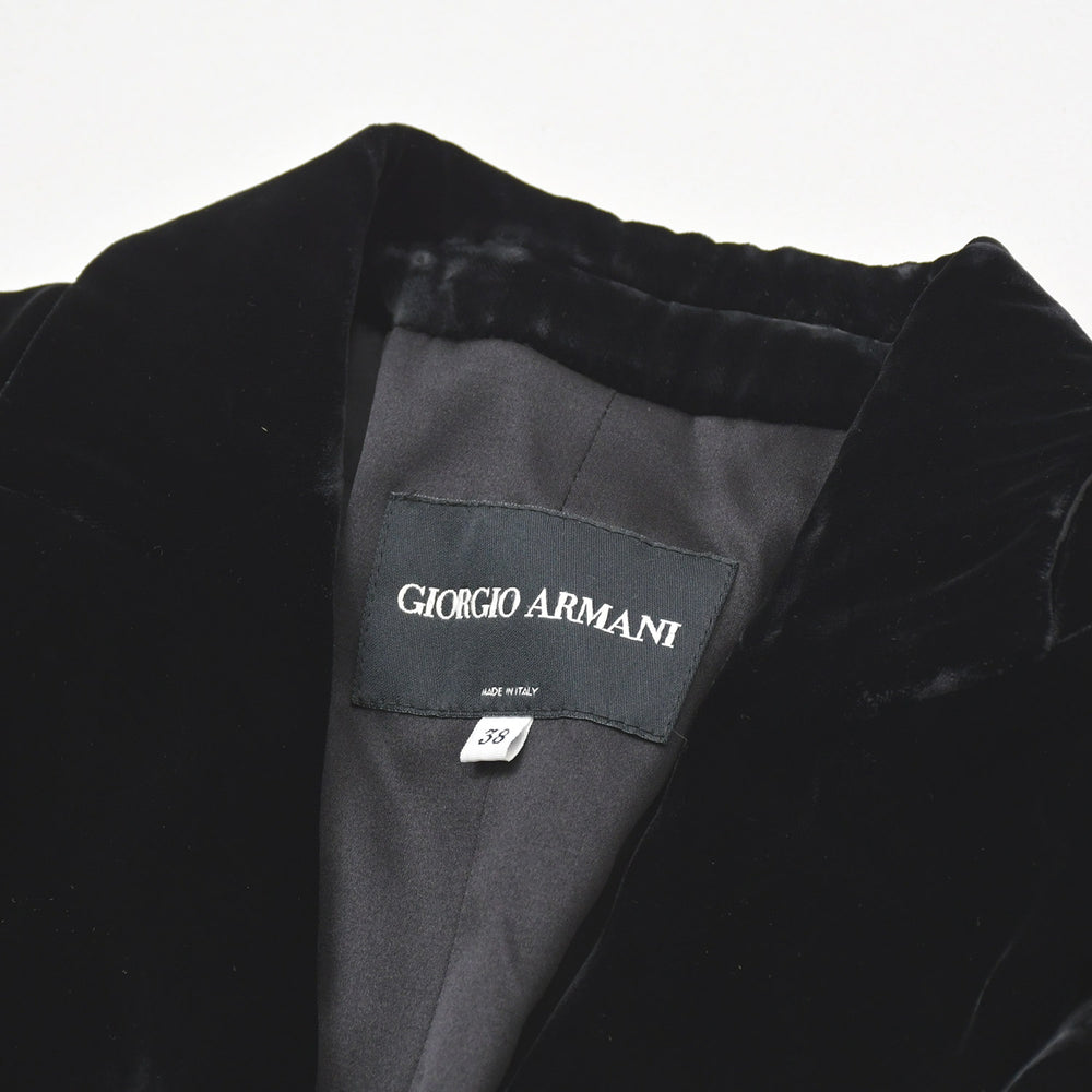 Very Good Condition GIORGIO ARMANI Long Coat Made in Italy Velor Black Size 38 Used 4a008768