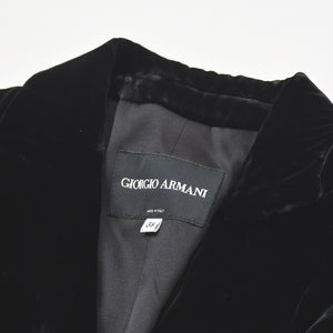 極美品 GIORGIO ARMANI ジョルジオアルマーニ ロングコート イタリア製 ベロア ブラック サイズ38 中古 4a008768