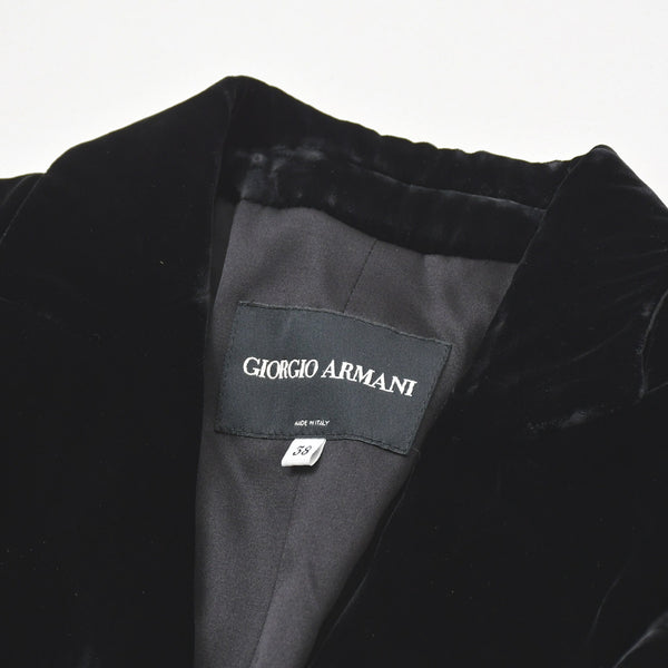 極美品 GIORGIO ARMANI ジョルジオアルマーニ ロングコート イタリア製 ベロア ブラック サイズ38 中古 4a008768
