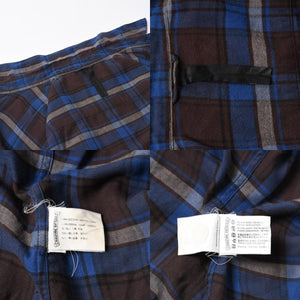 極美品 CHROME HEARTS クロムハーツ Y NOT CHプラス チェックシャツ 長袖シャツ レザー クロスパッチ クロスボール ブルー ブラウン サイズM 中古 4a008854
