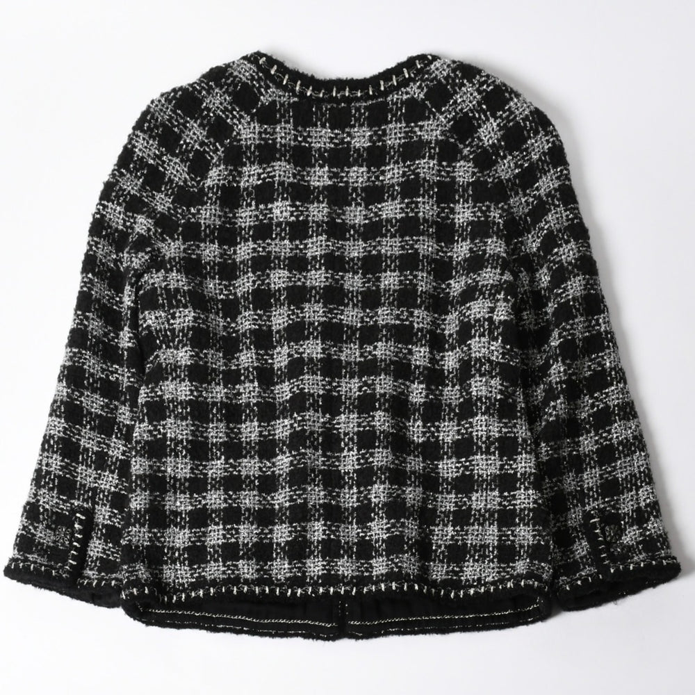 極美品 CHANEL シャネル ツイードジャケット ジャケット 11AW グリポワボタン ブラック シルバー P42260V30806 サイズ50 中古 4a008655