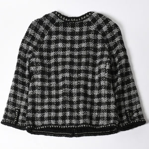 極美品 CHANEL シャネル ツイードジャケット ジャケット 11AW グリポワボタン ブラック シルバー P42260V30806 サイズ50 中古 4a008655