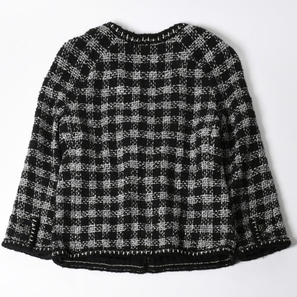 極美品 CHANEL シャネル ツイードジャケット ジャケット 11AW グリポワボタン ブラック シルバー P42260V30806 サイズ50 中古 4a008655