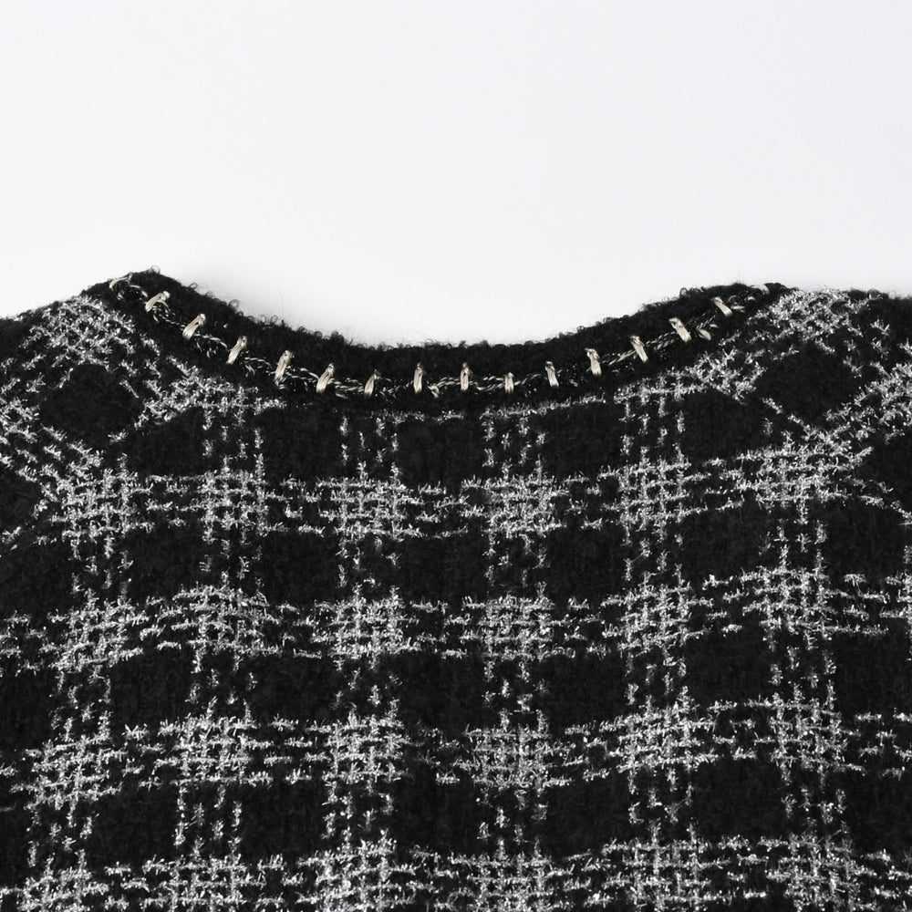 極美品 CHANEL シャネル ツイードジャケット ジャケット 11AW グリポワボタン ブラック シルバー P42260V30806 サイズ50 中古 4a008655