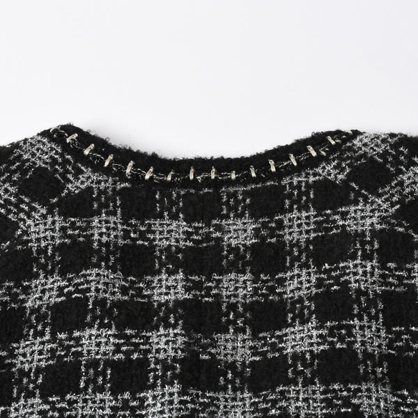 極美品 CHANEL シャネル ツイードジャケット ジャケット 11AW グリポワボタン ブラック シルバー P42260V30806 サイズ50 中古 4a008655