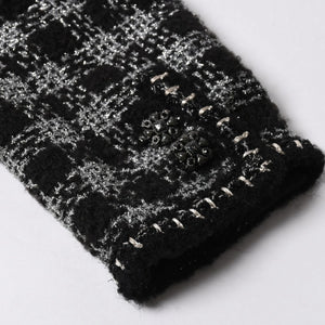 極美品 CHANEL シャネル ツイードジャケット ジャケット 11AW グリポワボタン ブラック シルバー P42260V30806 サイズ50 中古 4a008655