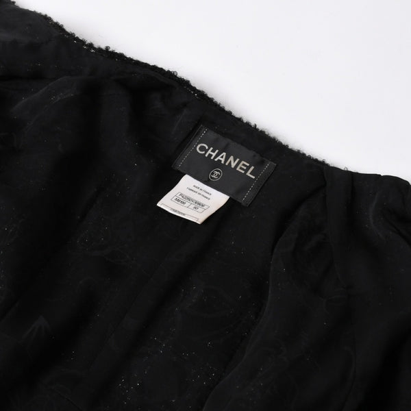 極美品 CHANEL シャネル ツイードジャケット ジャケット 11AW グリポワボタン ブラック シルバー P42260V30806 サイズ50 中古 4a008655