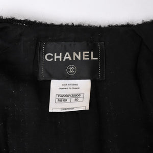 極美品 CHANEL シャネル ツイードジャケット ジャケット 11AW グリポワボタン ブラック シルバー P42260V30806 サイズ50 中古 4a008655