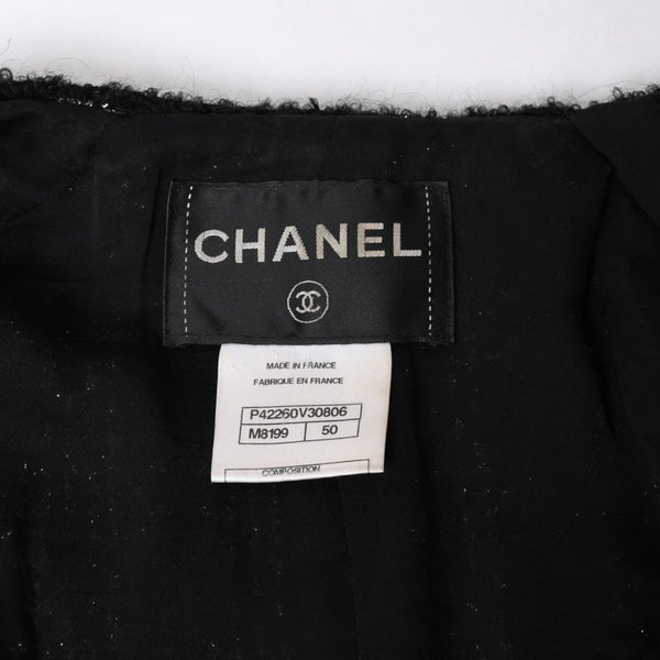 極美品 CHANEL シャネル ツイードジャケット ジャケット 11AW グリポワボタン ブラック シルバー P42260V30806 サイズ50 中古 4a008655