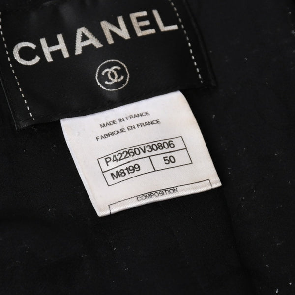 極美品 CHANEL シャネル ツイードジャケット ジャケット 11AW グリポワボタン ブラック シルバー P42260V30806 サイズ50 中古 4a008655
