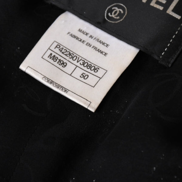 極美品 CHANEL シャネル ツイードジャケット ジャケット 11AW グリポワボタン ブラック シルバー P42260V30806 サイズ50 中古 4a008655