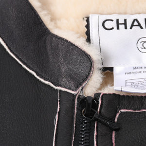 極美品 CHANEL シャネル ムートンジャケット ジャケット Shearling Jacket シアリングジャケット P24654V01741 サイズ50 グレー ブラック 中古 4a008724