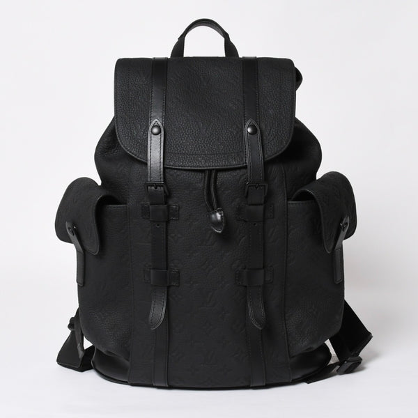 極美品 LOUISVUITTON ルイヴィトン クリストファー MM リュックサック M55699 トリヨンレザー ブラック シルバー金具 中古 4a008381