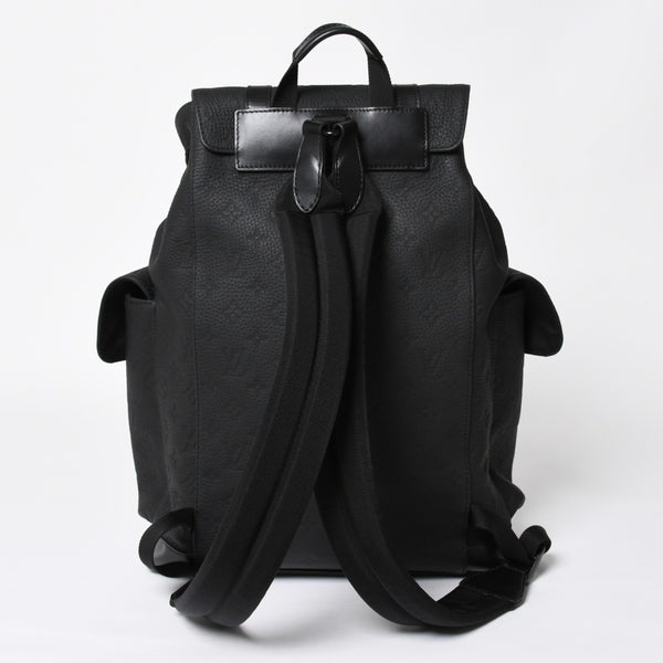 極美品 LOUISVUITTON ルイヴィトン クリストファー MM リュックサック M55699 トリヨンレザー ブラック シルバー金具 中古 4a008381
