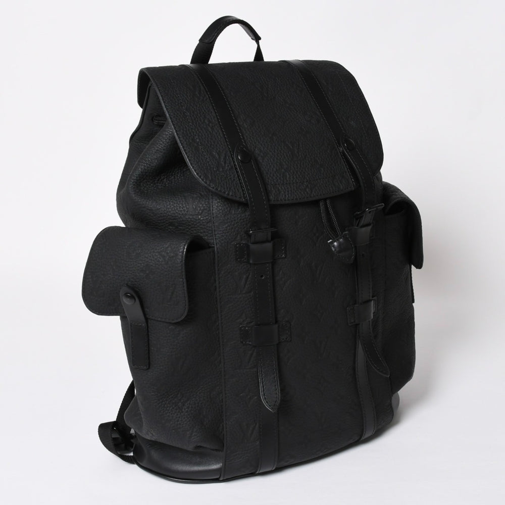 極美品 LOUISVUITTON ルイヴィトン クリストファー MM リュックサック M55699 トリヨンレザー ブラック シルバー金具 中古 4a008381