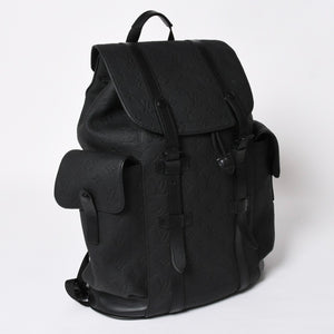 極美品 LOUISVUITTON ルイヴィトン クリストファー MM リュックサック M55699 トリヨンレザー ブラック シルバー金具 中古 4a008381