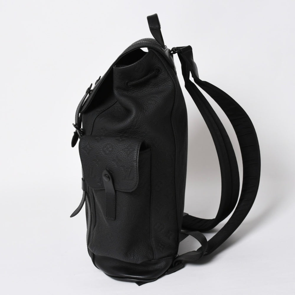 極美品 LOUISVUITTON ルイヴィトン クリストファー MM リュックサック M55699 トリヨンレザー ブラック シルバー金具 中古 4a008381