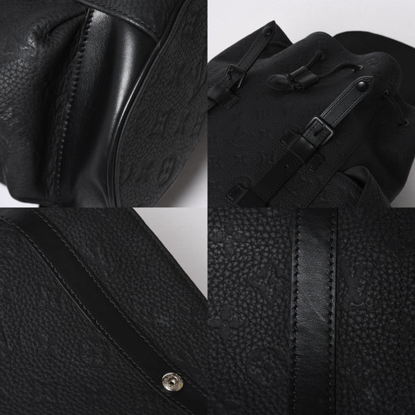 極美品 LOUISVUITTON ルイヴィトン クリストファー MM リュックサック M55699 トリヨンレザー ブラック シルバー金具 中古 4a008381