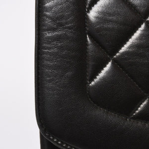 極美品 CHANEL シャネル ダイアナ 25 Sフラップ Sチェーンショルダーバッグ 2番台 ココマーク ラムスキン ブラック ゴールド金具 中古 4a008863