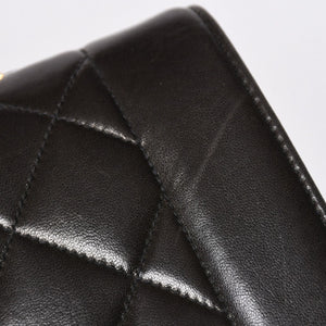 極美品 CHANEL シャネル ダイアナ 25 Sフラップ Sチェーンショルダーバッグ 2番台 ココマーク ラムスキン ブラック ゴールド金具 中古 4a008863