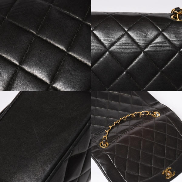 極美品 CHANEL シャネル ダイアナ 25 Sフラップ Sチェーンショルダーバッグ 2番台 ココマーク ラムスキン ブラック ゴールド金具 中古 4a008863